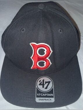 47 Black Snapback Hat with Red 'B' Patch